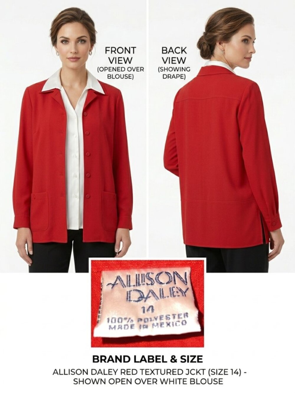 ALLISON DALEY BRAND Women's Red Loose Fit Blazer